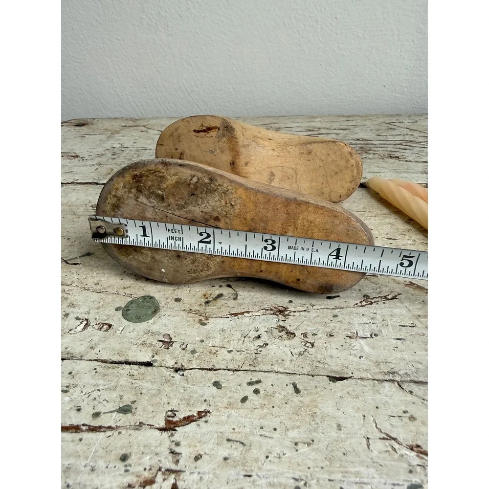 Vintage Wooden Shoe Last Candle Holders Child Size 4.5in Cobbler Forms